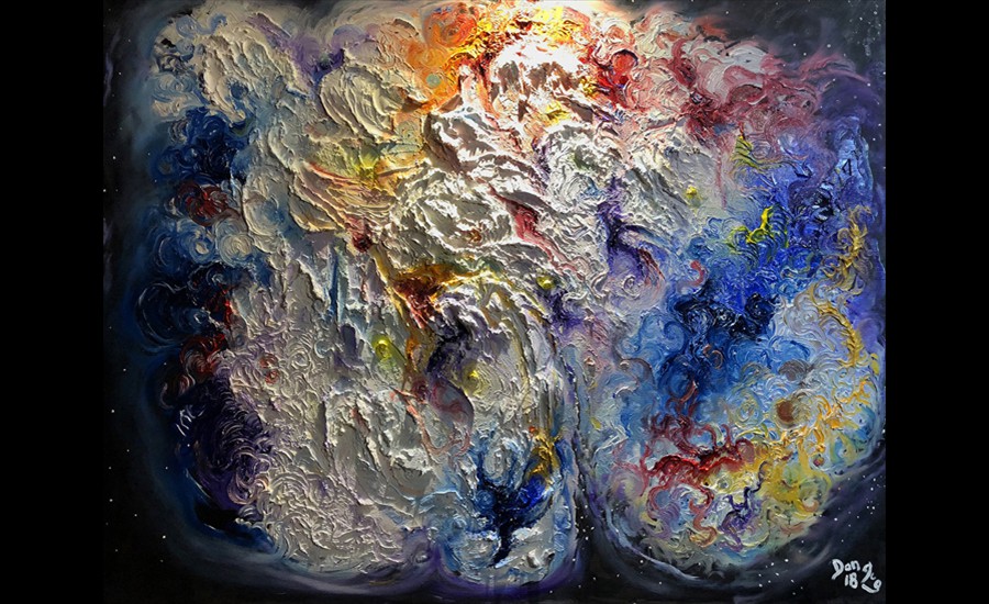 Code 002-Nebulae--GESO-Oil-canvas-32'-x-40'